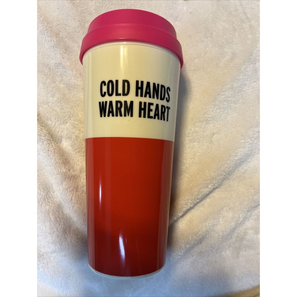 Kate Spade Cold Hands Warm Heart Coffee Thermal‎ Mug Tumbler  New No Tag